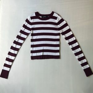 Forever 21 Striped Long Sleeve Cropped Knit